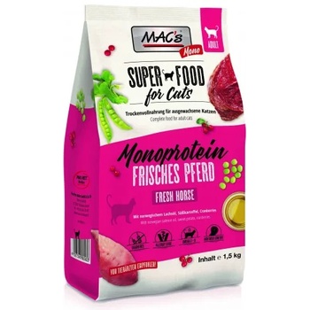 MAC's Mac’s Cat Adult Monoprotein GRAIN FREE, висококачествена храна за капризни и чувствителни котки, БЕЗ ЗЪРНО, с конско месо, 1, 5 кг - Германия - 80562