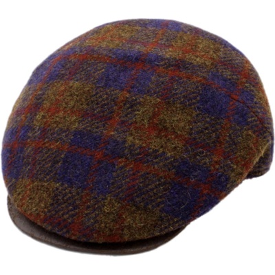 Fiebig Headwear since 1903 zimní tvídová vlněná bekovka s hnědým koženým kšiltem