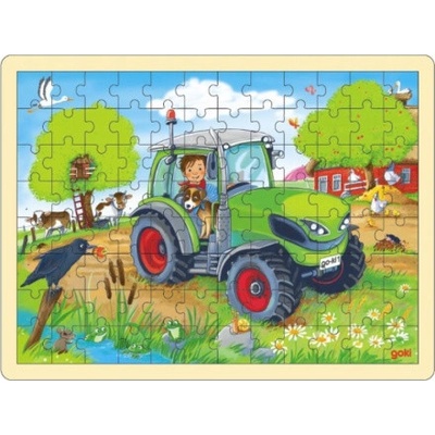 GOKI Dřevěné Traktor 96 dílků