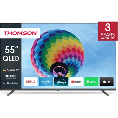 Телевизор Thomson 55QG4S14, 55" (139.7cm) 4K/UHD QLED Smart TV, HDR10, Dolby Atmos, DVB-T/T2/C/S/S2, LAN, Wi-Fi, Bluetooth, 4x HDMI, 3x USB (55QG4S14)