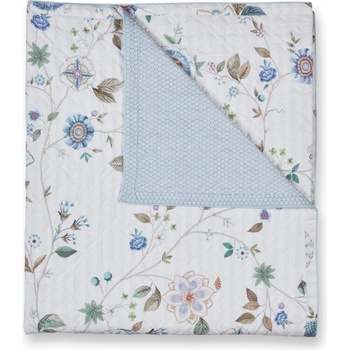 Pip Studio Покривка за легло FLORES BAILANDO 220 x 260 cm, бял, памук перкал, Moooi (PIP327549)