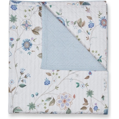 Pip Studio Покривка за легло FLORES BAILANDO 220 x 260 cm, бял, памук перкал, Moooi (PIP327549)