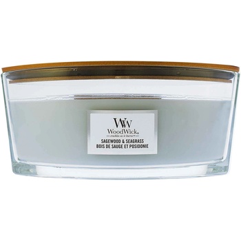 WoodWick Sagewood & Seagrass ароматна свещ с дървен фитил 453, 6 гр