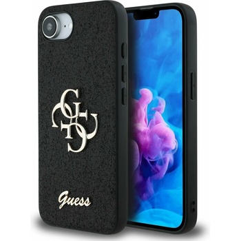 GUESS PU Fixed Glitter 4G Metal Logo Заден калъф за iPhone 16e Black Guess | Cheren | ЖЕНИ | UNI