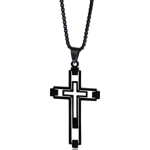 HARAHU Колие EM-34152 Cross - Черен KP34152