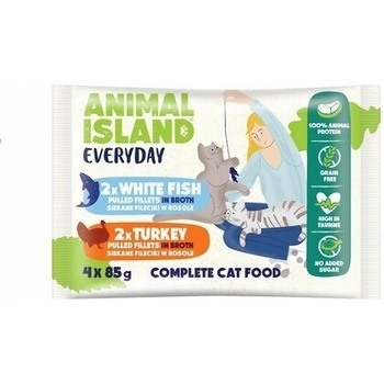 Animal Island Everyday Turkey and White fish fillets in broth 4 x 85 g