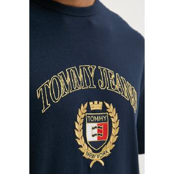 Tommy Jeans Памучна тениска Tommy Jeans в тъмносиньо с апликация DM0DM19690 (DM0DM19690)