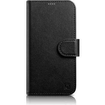 ICARER Флип кейс 2в1 от естествена кожа iCarer Wallet Case за iPhone 14 Plus, Anti-RFID, черен, (WMI14220727-BK) (WMI14220727-BK)