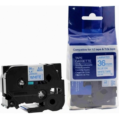 Compatible Съвместима лента с Brother TZ-263 / TZe-263, 36mm x 8m, син шрифт / бял фон (TZe263)