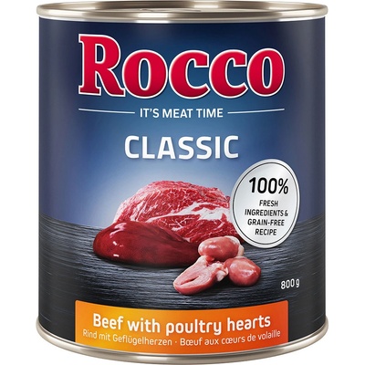 Rocco Classic Mix hovězí s drůbežími srdíčky 24 x 800 g