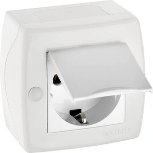 Mono Electric КОНТАКТ С КАПАК ОТКРИТ МОНТАЖ mono octans БЯЛ СИВ (mn-104-010107-118)