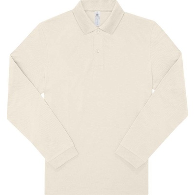 B&C My Polo 180 LSL Piqué polo tričko s dlhým rukávom biele krémové off