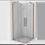 Mexen Velar Дуо плъзгаща се душ кабина 90 x 90 см, прозрачна, четкована мед (871-090-090-02-65)