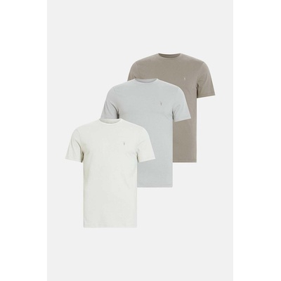 AllSaints Памучна тениска AllSaints BRACE SS CREW (3 броя) в бежово с изчистен дизайн (MD130M)