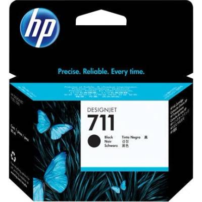 HP 711 оригинална мастилена касета CZ133A черна, с голям капацитет 80ml, 1 опаковка (CZ133A)