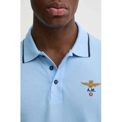 Aeronautica Militare Памучна тениска с яка Aeronautica Militare в синьо с апликация PO1308P82 (PO1308P82)