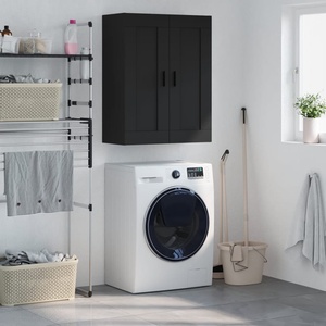 vidaXL Стенен шкаф черен 69, 5x34x90 см инженерно дърво (830397)