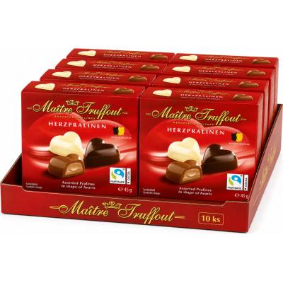 Maitre Truffout Mini belgické pralinky srdíčka 10 x 45 g