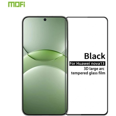 Извит 3D удароустойчив стъклен протектор покриващ целия екран марка MOFI за Huawei Nova 13 - с черна рамка