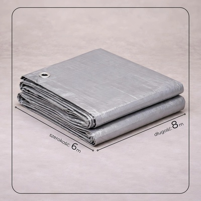 Springros krycí plachta s oky 6 x 8 m extra silná 210g PE stříbrná PROTECT GA2139-XG