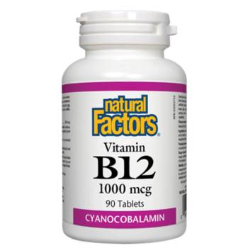 Image 1 of Natural Factors Витамин В12 (цианокобаламин) 1000 mcg, 90 таблетки (1246 NF)