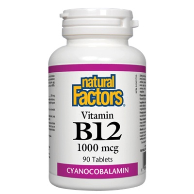 Natural Factors Витамин В12 (цианокобаламин) 1000 mcg, 90 таблетки (1246 NF)