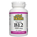 Natural Factors Vitamin B12/ Витамин В12 (цианокобаламин) 1000 mcg х 90 таблетки Natural Factors (1246 NF)