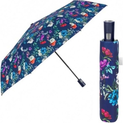 Elegantný skladací dámsky dáždnik Perletti Time "Fiori" 26433 modrý