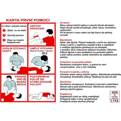 Walteco Karta první pomoci CZ, 180x150mm, plastová tabulka , 20077