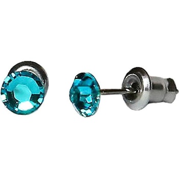JSB Swarovski Elements s broušeným krystalem tvar tečka modré 713907 bluezircon