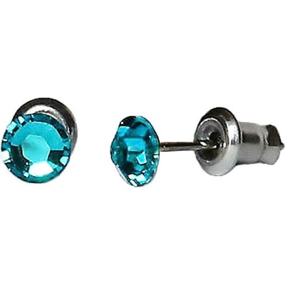 JSB Swarovski Elements s broušeným krystalem tvar tečka modré 713907 bluezircon