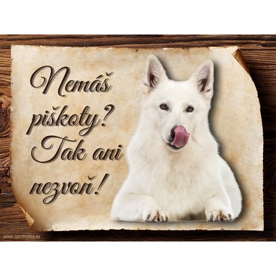 Sport hobby Cedulka Bílý švýcarský ovčák Piškoty CP073 27 x 20 cm