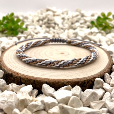 Certom Vícebarevný náramek přátelství - hnědá, bílá, šedá 0237