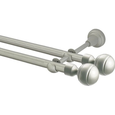OK-GarnýžeCZ Garnýž kovová dvouřadá 16mm Paola double stříbrná mat 420 cm do stěny / na tunýlek - bez kroužků