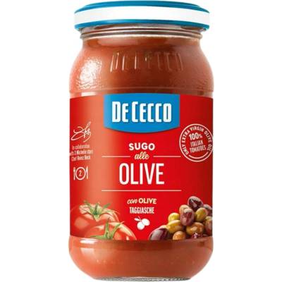 Rajčatová omáčka De Cecco Olive s olivami z Itálie, 200 g