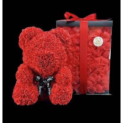 Medvídárek BIG Romantic medvedík z ruží 40cm darčekovo balený - svetlo červený