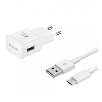 Samsung зарядно устройство за електрическата мрежа с USB гнездо 15W, бързо зарядно устройство + EP-DR140AWE Type-C кабел 80cm, БЯЛ EP-TA200EWE / EP-DR140 (EP-TA200EWE / EP-DR140)