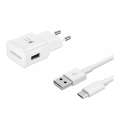 Samsung зарядно устройство за електрическата мрежа с USB гнездо 15W, бързо зарядно устройство + EP-DR140AWE Type-C кабел 80cm, БЯЛ EP-TA200EWE / EP-DR140 (EP-TA200EWE / EP-DR140)