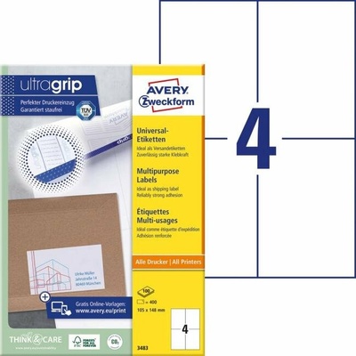 avery zweckform Etikety univerzálne 105x148mm Avery A4 100 hárkov