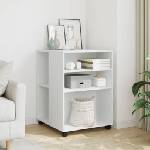 vidaXL Помощна маса с колелца бяла 55x60x78 см инженерно дърво (853155)