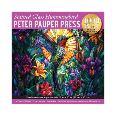 Jigsaw Stained Glass Hummingbird 1000-Piece Gold Foil Highlights