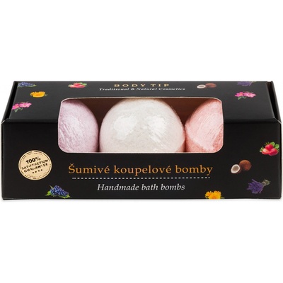 Body Tip koupelová bomba Hrozno Kokos Jahoda 3 x 45 g