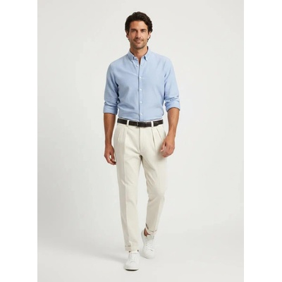 Alberto pánske smotanové Smart Linen nohavice wide fit cropped
