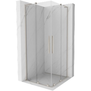 Mexen Velar L Duo плъзгаща се душ кабина 80 x 80 см, прозрачна, четкан никел - 871-080-080-02-03-97 (871-080-080-02-03-97)