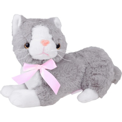 Flico šedá kočka s mašlí 34 cm