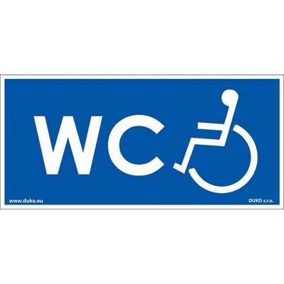 DUKO WC - S BEZBARIÉROVÝM PŘÍSTUPEM podélná Formát: 190 x 90 mm, Materiál: plast 0,5 mm, samolepící vinylová fólie