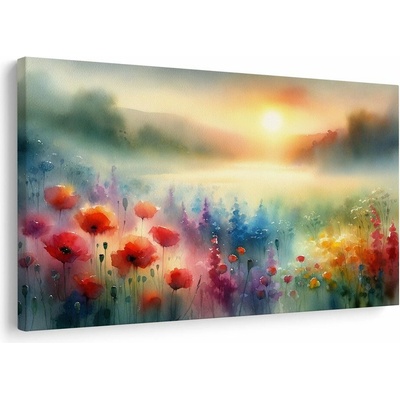 Obraz louka při východu slunce - 90x60