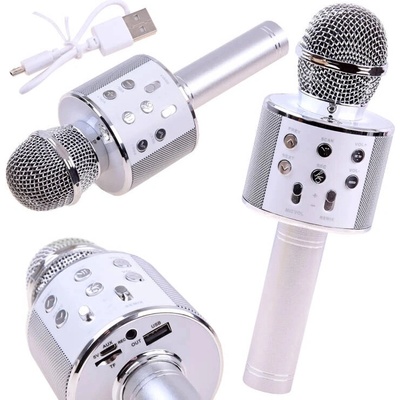 JOKOMISIADA Karaoke mikrofón s reproduktorom Izoxis strieborný