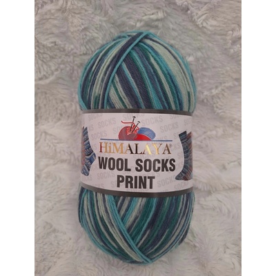 Himalaya Příze Wool socks print - S49-06 smaragdovo-tyrkysová-modro-světlá