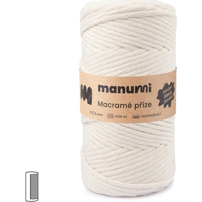 Manumi Macramé příze stáčená 5mm natural 125m - 1 ks